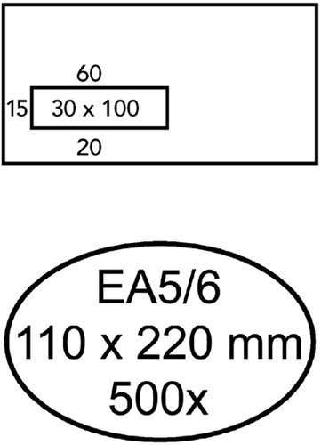 Enveloppe Quantore 110x220mm fenêtre gauche 3x10cm autocollant 500 pièces