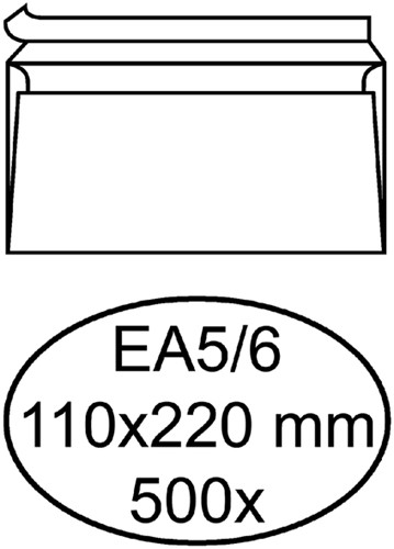 Enveloppe Quantore EA5/6 110x220mm autocollante blanc 500 pièces