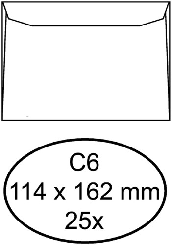 Enveloppe Quantore C6 114x162mm gommée blanc 25 pièces